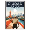space Ciudad del Este Paraguay Art Déco vintage poster vibrant orange green hues eye design essence bygone era dimensions perfect room unframed version stunning