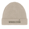 100%オーガニックコットン製のウィンブルドンテニス刺繍ビーニー。軽量で通気性があり、快適さとスタイルを両立。