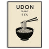 kitchen decor vibrant udon noodle poster bold orange black food lovers eye design sizes flavor space