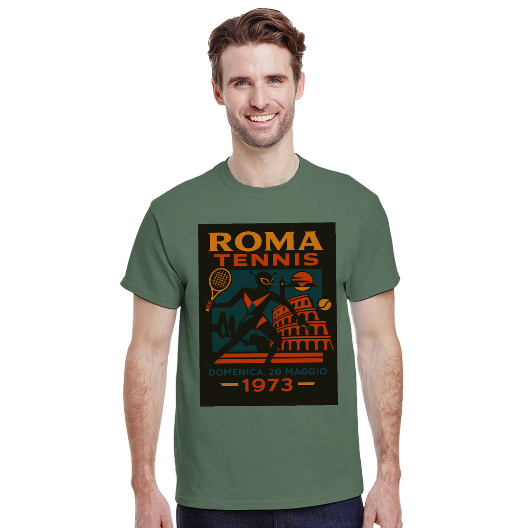 T-shirt Alien Roma Tennis, un capo unico che unisce un tema alieno giocoso alla passione per il tennis, disponibile in divers