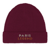 Image Burgundy de Beanie Tennis Paris Legend  - Cotton Bio, Embroidered Design