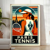 Stilren Paris Tennis-affisch med röd och svart design, perfekt för sportälskare och konstentusiaster. Finns i storlekarna 50x