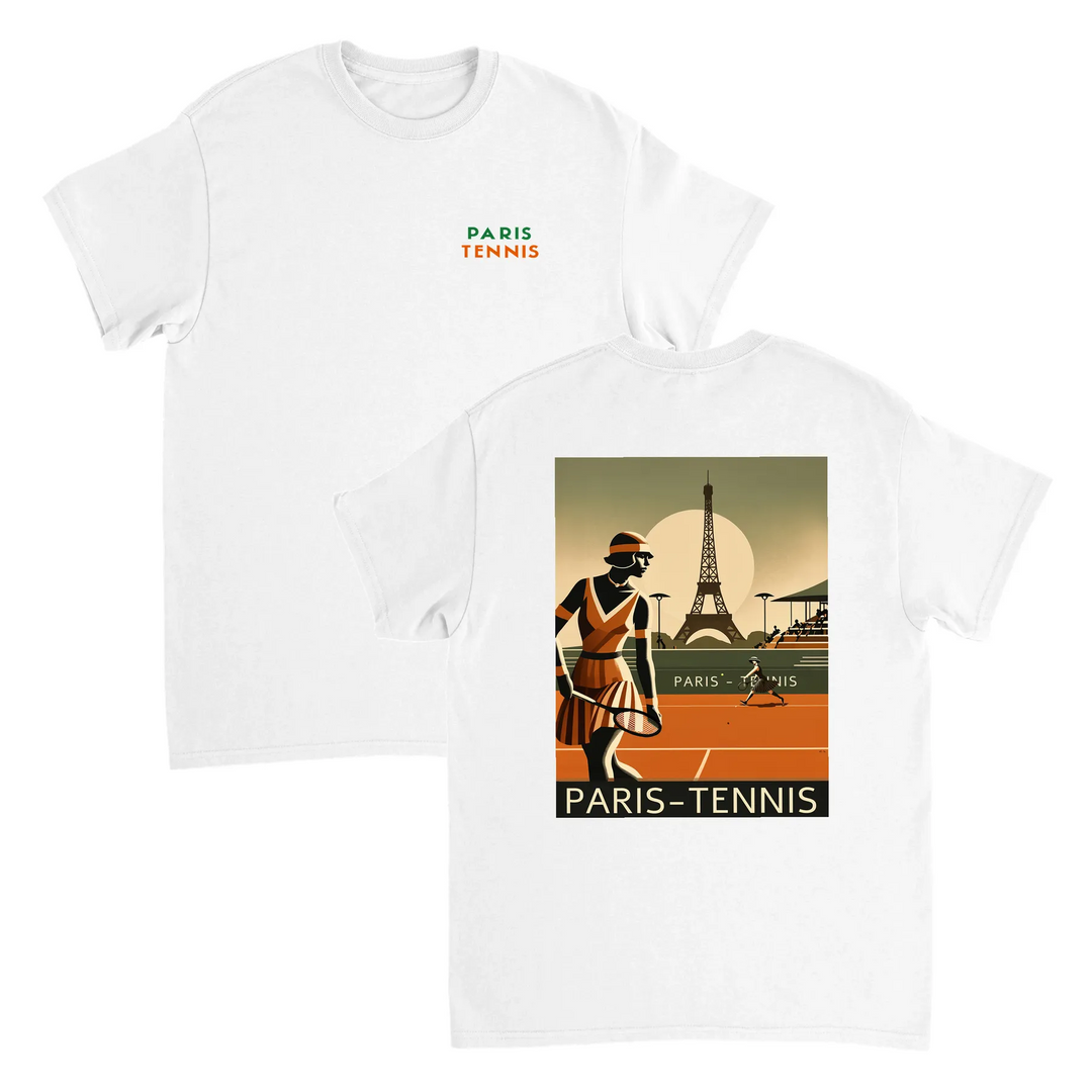 Tennis T-shirt med stilren design inspirerad av Paris, perfekt för tennisälskare. Finns i storlekarna S till XXL