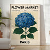 exquisite Flower Market Paris Botanical Poster available blue gray hues vintage art enthusiasts elegance space unframed options decor today