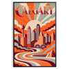 Poster Art Deco Calgary con colori arancione e verde, veduta cittadina