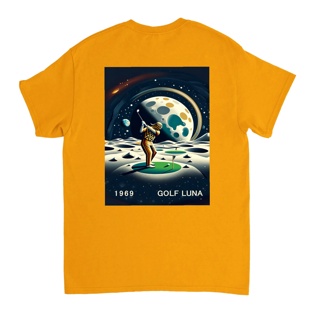 Koszulka Golf Moon z unikalnym wzorem, idealna na pole golfowe i codzienne wyjścia. Wygodna i trwała, dostępna w rozmiarach S