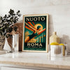 history Swimming Rome poster elegant black brown hues aficionados art culture piece essence aquatic legacy dimensions frame