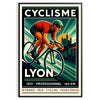 Affiche captivante cyclisme Lyon couleurs gris orange dynamique tous passionnés sport décoration vôtre dimensions cm 50x70 disponibles A4 A0