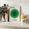 striking elegance Bauhaus Green Circle poster minimalist white blue design wall art lovers enthusiasts unique print sophistication space dimensions framed