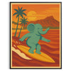 affiche adorable Kid Elephant Surf un incontournable une touche ludique décoration chambre enfant nuances gris vert art mural intérieur disponibles cm poster