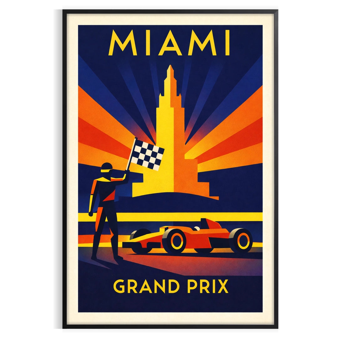 thrill Miami F1 race stunning gray blue poster perfect motorsport enthusiast sizes touch excitement space Buy captivating today artwork