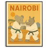 vibrant kid elephant rhinoceros judo poster gray green tones fun touch children room area eye today endless imagination unframed versions available