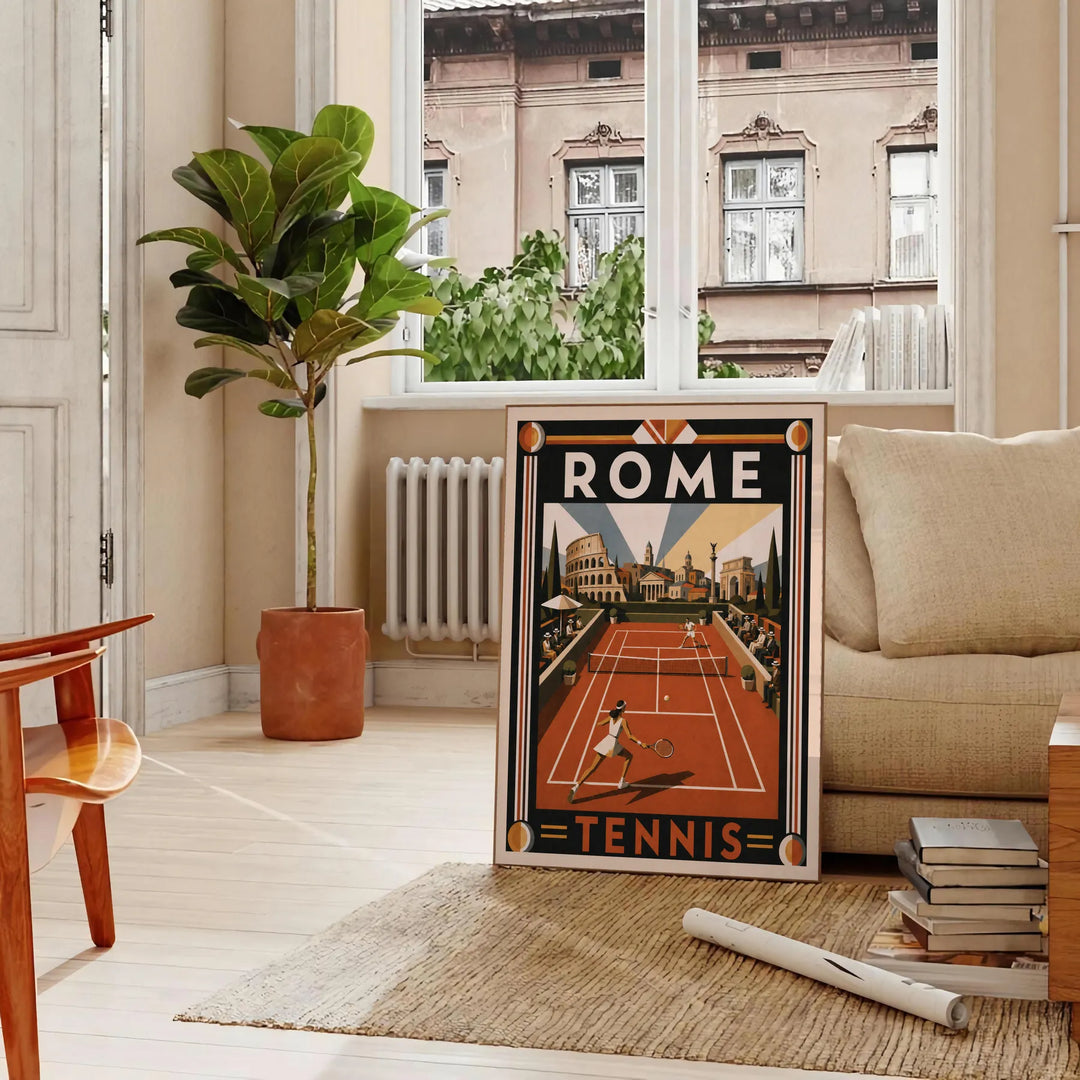 Roma Tennis 4 un élément essentiel décoration couleurs noir orange une touche dynamique intérieur disponibles 30x40 poster captivant passion cadre