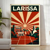 Poster di Larissa, Grecia in stile Art Déco, toni grigio e arancione