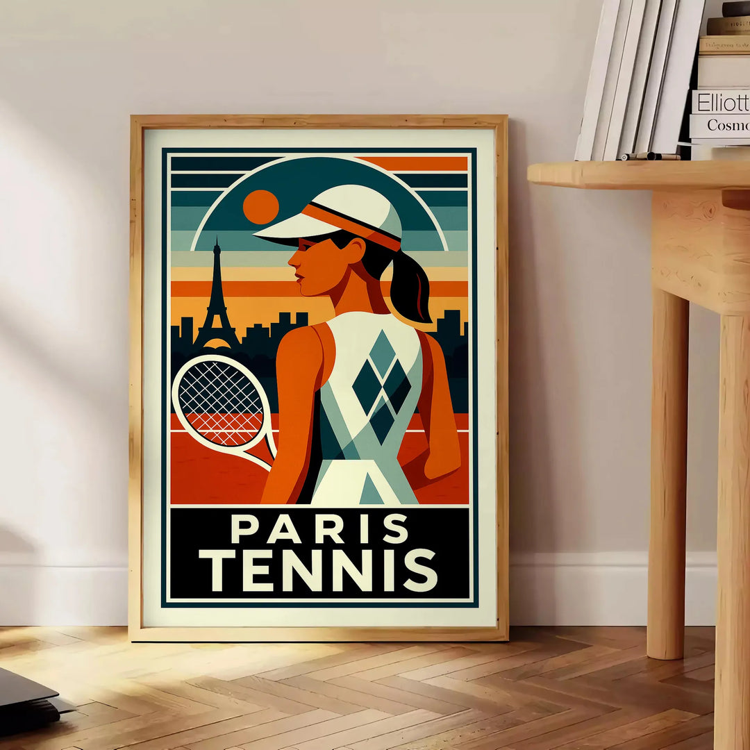 Stilren Paris Tennis-affisch med röd och svart design, perfekt för sportälskare och konstentusiaster. Finns i storlekarna 50x