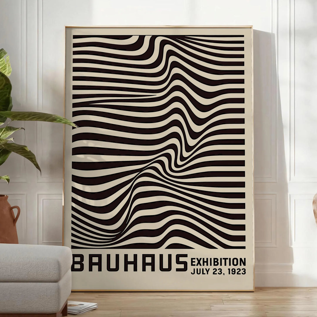 Póster de exhibición Bauhaus Black Line, con elegantes tonos marrón y gris, ideal para un toque minimalista en cualquier espa