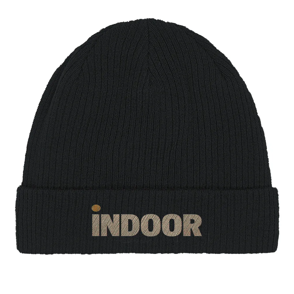 Czapka beanie Indoor Tennis z haftem, wykonana z 100% organicznej bawełny, idealna na każdą okazję