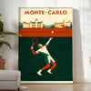 Póster de ténis Monte-Carlo Monaco, design cativante em preto e laranja, disponível em 50x70 ou 30x40 cm, ideal para amantes