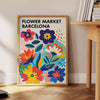 stunning Flower Market Barcelona Botanical 4 poster vintage print vibrant blue orange space timeless elegance style framed lovers