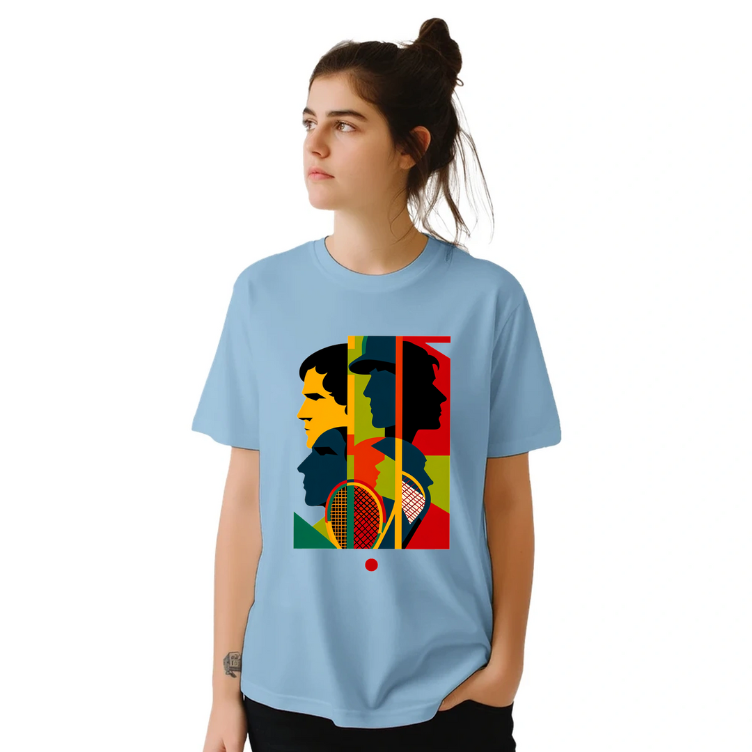 テニス大会に最適なスタイリッシュなテニステーマのTシャツ。プレイヤーやファンにぴったりの快適さとゲームへの情熱を融合。サイズ: S, M, L, XL, XXLでご用意。