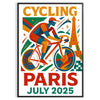 Stilīgs Parīzes Tour de France velosipēdu plakāts ar dzīvīgām sarkanām un zilām krāsām, izmēros 50x70 vai 30x40, ideāli piemē