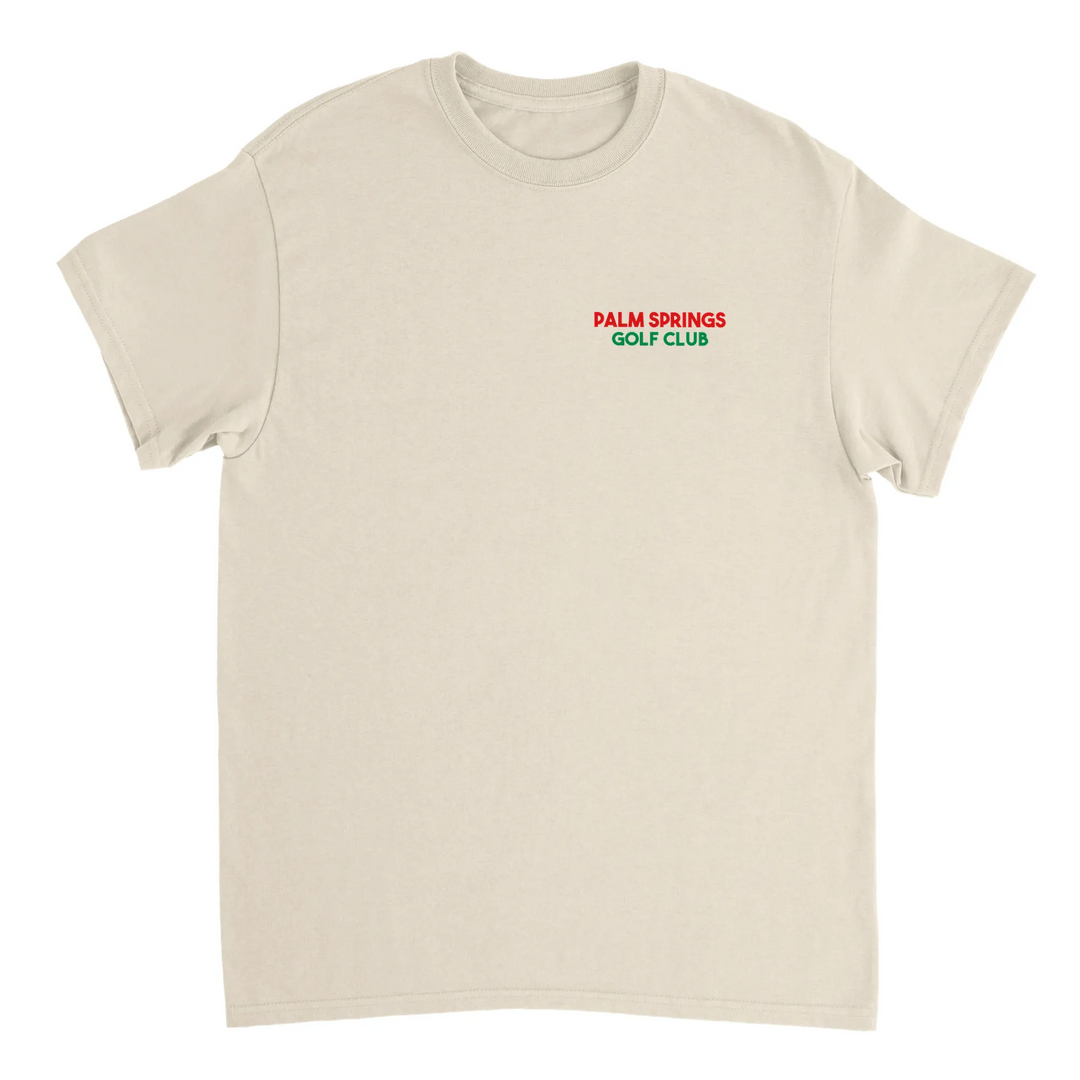 ゴルフパームスプリングスTシャツは、快適さとスタイルを兼ね備えたデザインです。パームスプリングスの陽気な雰囲気を楽しむゴルフ愛好者に最適です。