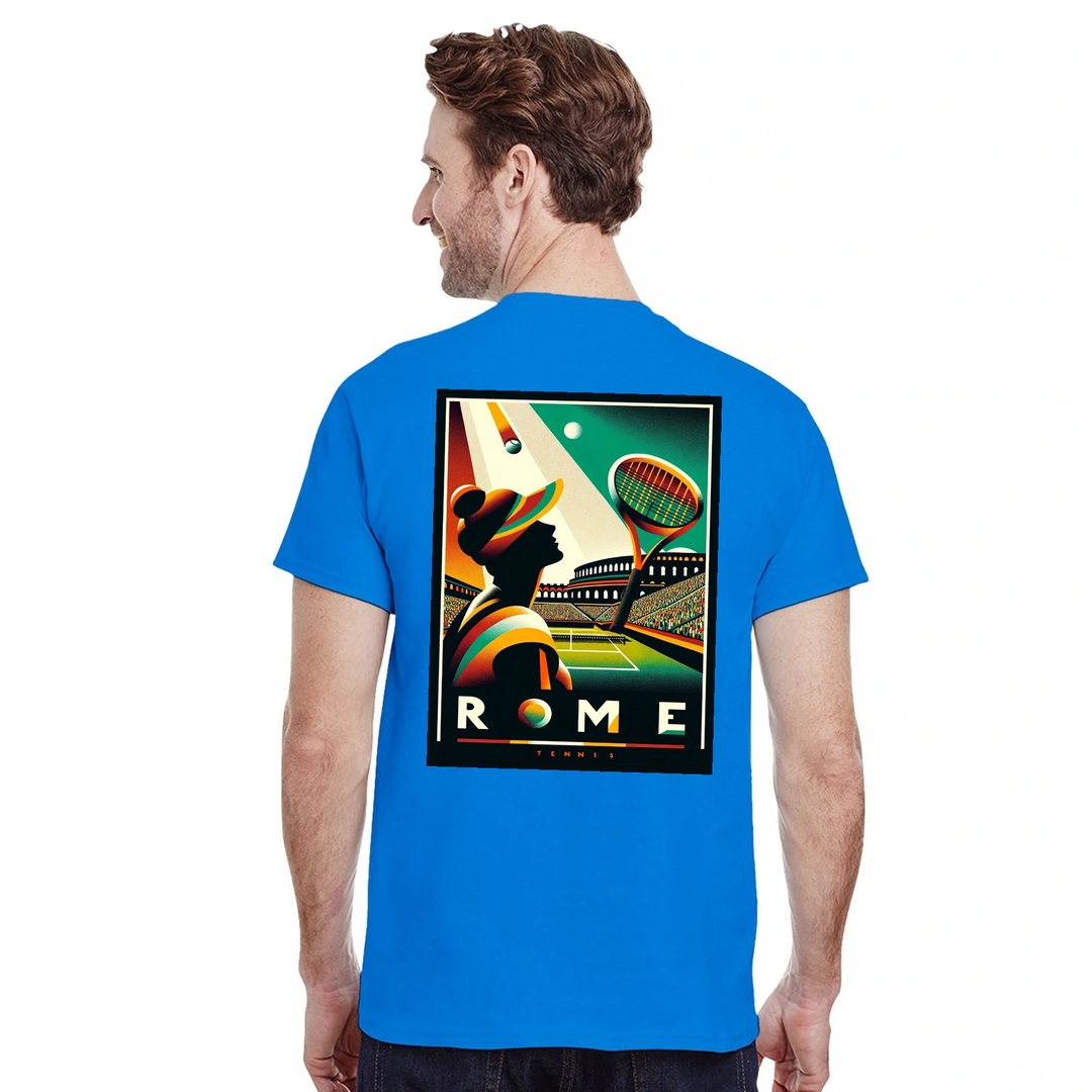 T-shirt game Roma Tennis T Shirt stylish tee vibrant design love iconic spirit practice sessions casual outings comfort style passion court sizes available M L XL XXL