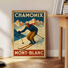 stunning Ski Chamonix Mont Blanc poster vibrant brown red hues dimensions perfect touch alpine adventure space eye piece available
