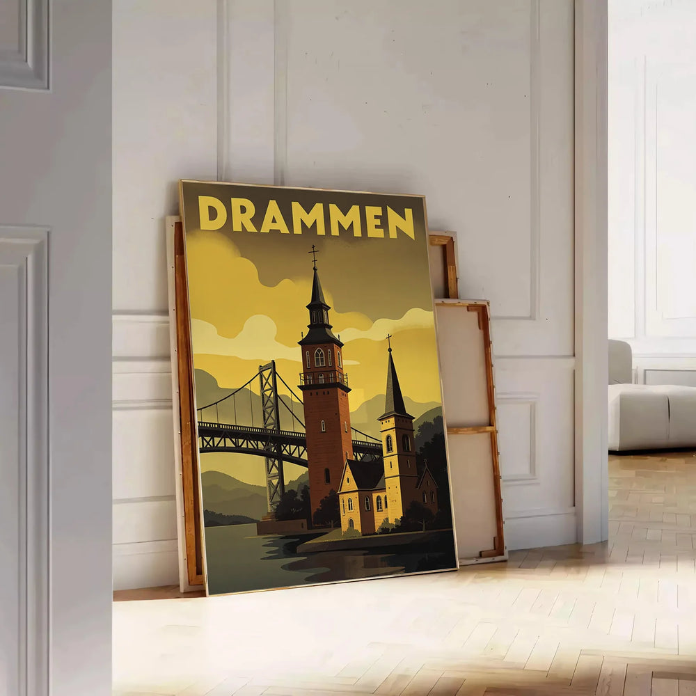 space stunning Drammen Norway Art Déco vintage poster sophisticated palette black gray artwork perfect room exquisite dimensions cm statement today sizes available A4 A0