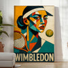 鮮やかな色合いのウィンブルドンキュービストテニスポスター。テニスファン必見のアート作品。フレーム付きまたはフレームなしで購入可能。