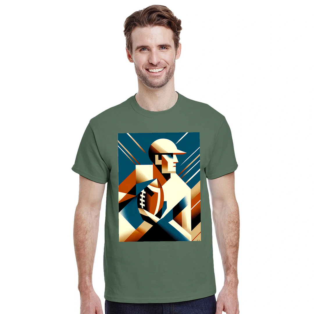 アメリカンフットボールTシャツ。ファンやプレイヤーに最適なスタイリッシュなデザインで、柔らかく通気性のあるコットン素材を使用。快適な着心地で、フィールドでもスタンドでも活躍します。