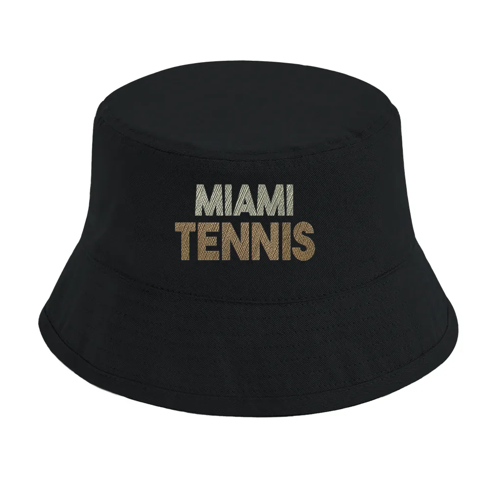 Miami Tennis 2 Brodé Bob un élégant éco-responsable 100 % coton bio OCS une protection solaire UPF50 style durabilité chapeau tendance environnement