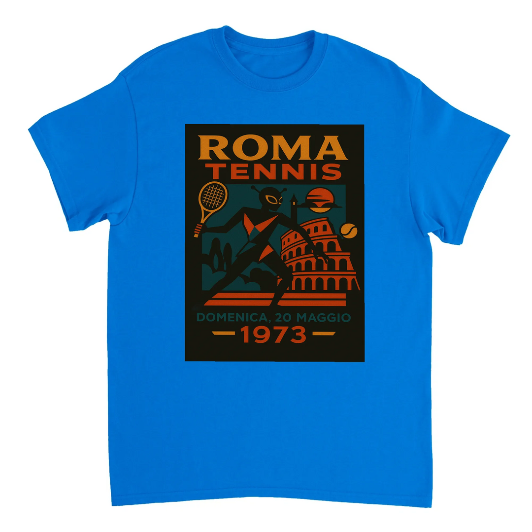 T-shirt Alien Roma Tennis, un capo unico che unisce un tema alieno giocoso alla passione per il tennis, disponibile in divers