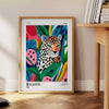 affiche captivante léopard Yayoi Kusama nuances bleu blanc une touche art moderne intérieur passionnés contemporain disponibles A4 cm 50x70 60x80 A0