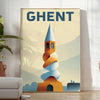 Βιντάζ αφίσα Art Déco της Γάνδης, Βελγίου, σε πράσινο και γκρι