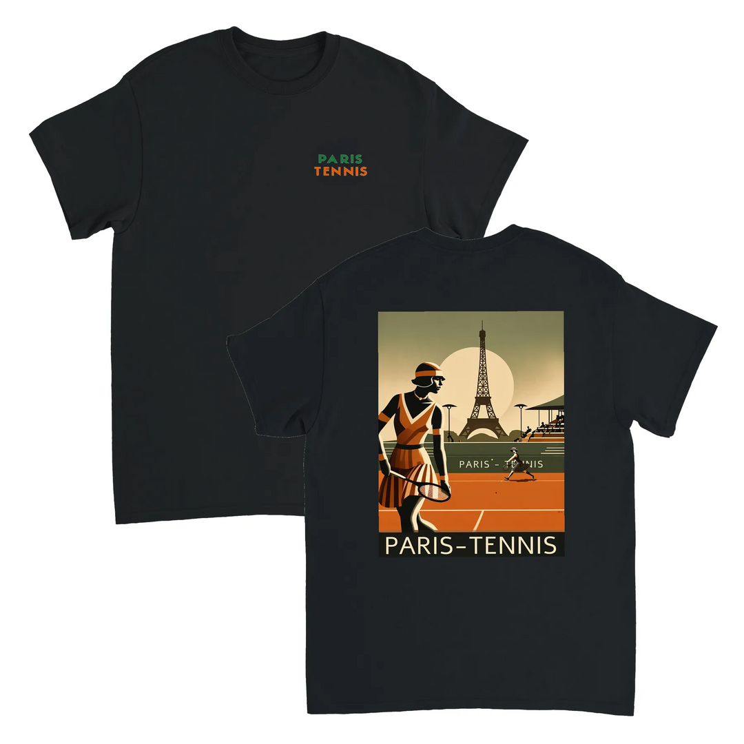 Tennis T-shirt med stilren design inspirerad av Paris, perfekt för tennisälskare. Finns i storlekarna S till XXL