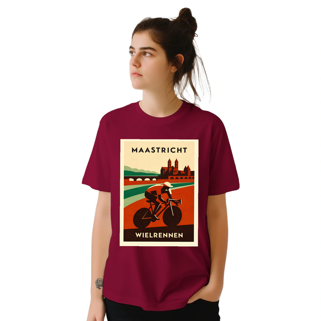 T-shirt T - shirt Maastricht Pays Bas idéal passionnés cyclisme design unique paysages néerlandais parfait sorties vélo moments détente style confort coton première qualité une tenue longue durée