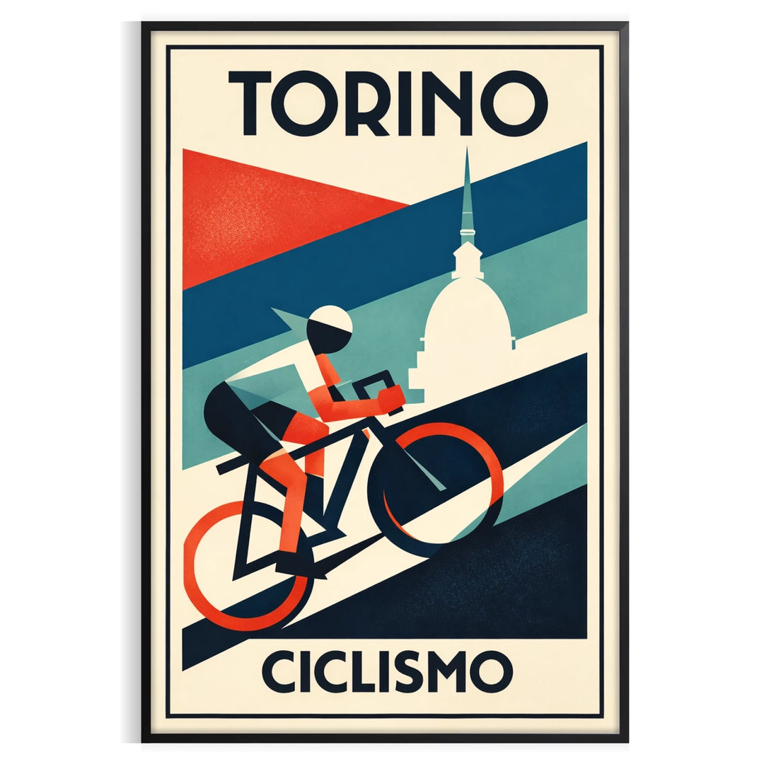 vibrant spirit Turin Italy stunning cyclisme poster bold black green design cycling enthusiast artwork space piece home A4 cm A0