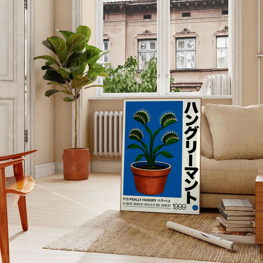 captivating world botany Vintage Carnivorous Plant Botanical Poster orange black colors stunning print perfect touch nature decor space unique artwork unframed options