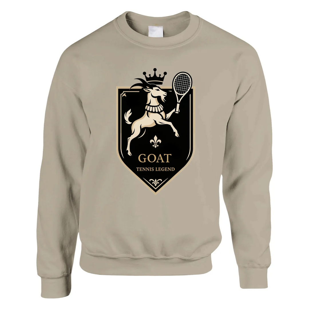 Sweater Tennis Legend GOAT un sweat - shirt unisexe épais doux 50 % coton polyester confort exceptionnel grâce à filature jet air coutures tricot tricoté élasthanne une coupe classique impeccable