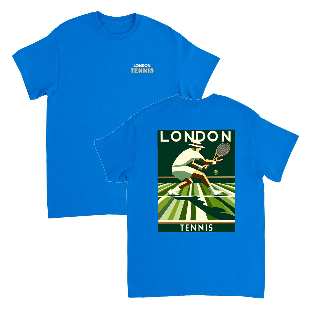 Koszulka tenisowa London z unikalnym wzorem, idealna dla fanów tenisa. Dostępna w rozmiarach S, M, L, XL, XXL
