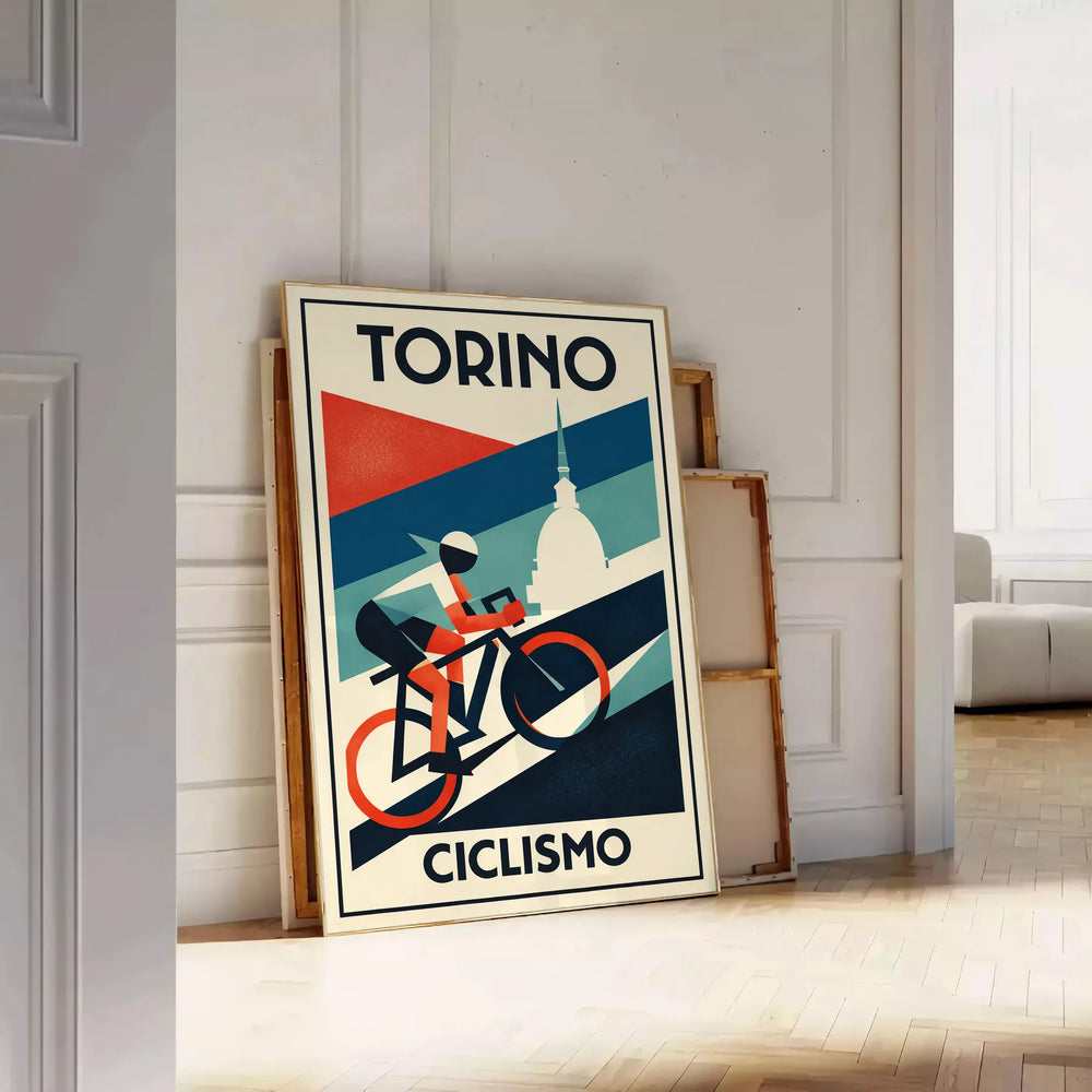 vibrant spirit Turin Italy stunning cyclisme poster bold black green design cycling enthusiast artwork space piece home A4 cm A0