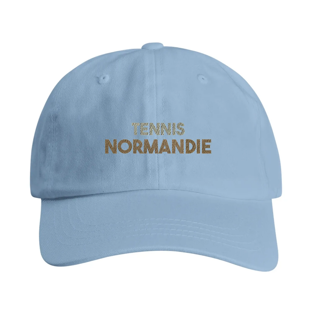 Vintage broderad keps Tennis Normandie, låg profil i bomull, spänne mässing
