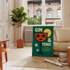 Affiche captivante teintes orange vert idéale amateurs gin tonic pièce unique une touche rafraîchissante décor formats A4 cm A0