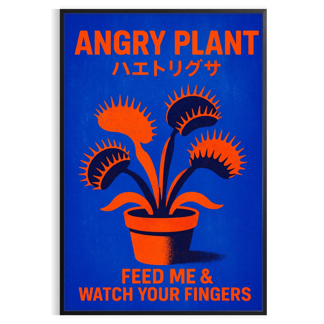 space stunning  carnivorous plant vintage botanical poster vibrant orange black hues captivating print perfect nature enthusiasts dimensions Buy home decor available frame