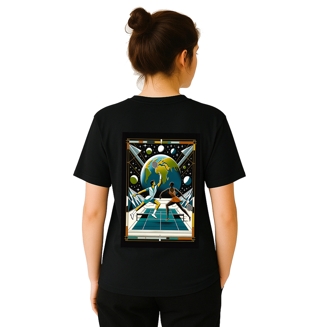 T-shirt Tennis Moon, design único que combina amor pelo ténis com um toque celestial. Confortável e estiloso, disponível em v