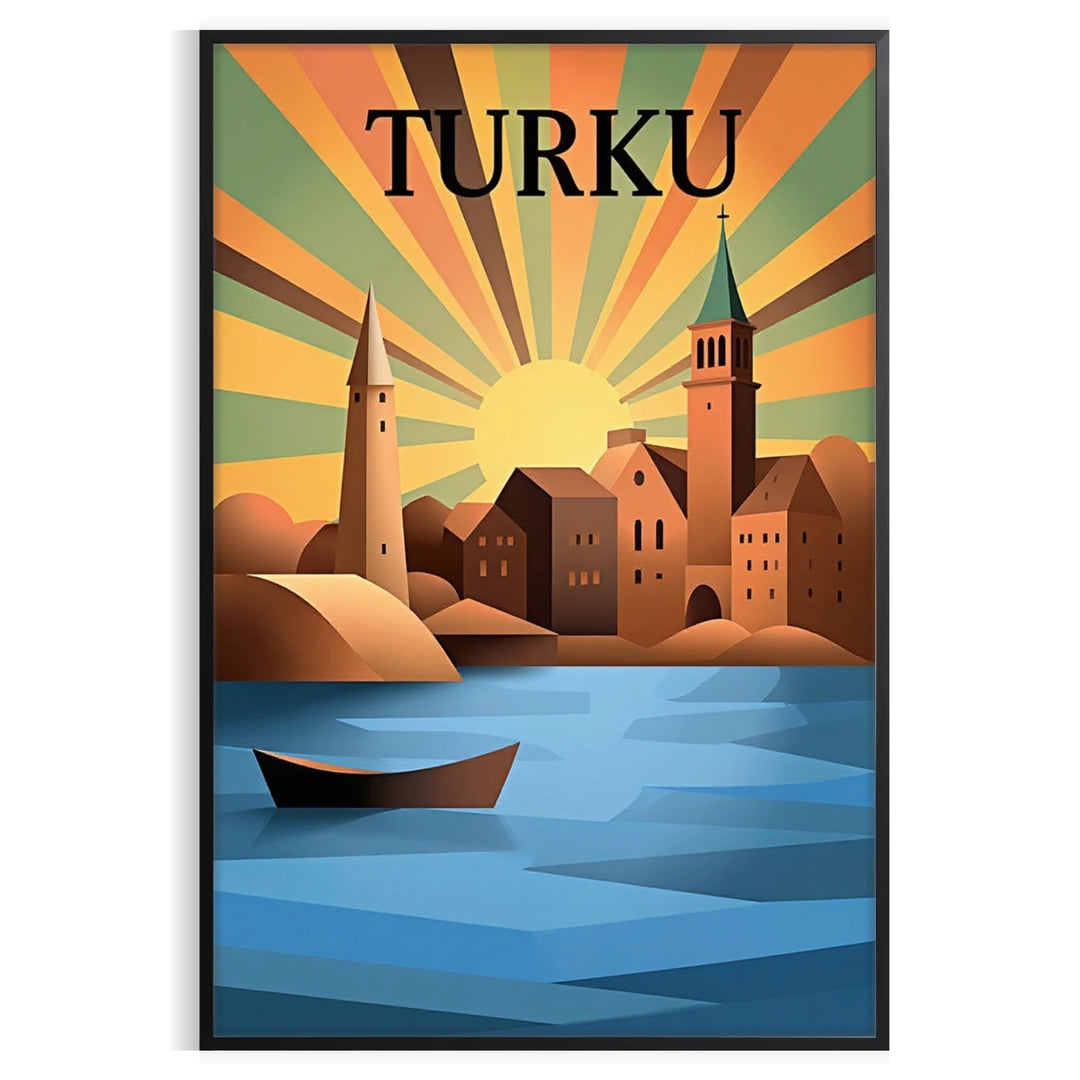 space Turku Finland Art Déco vintage poster stunning gray blue hues touch sophistication room timeless elegance home size A4 cm A0