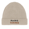eco friendly style Paris Tennis 2 Embroidered Beanie 100 % organic cotton soft lightweight breathable day comfort indoor outdoor wear sustainability chic fashion