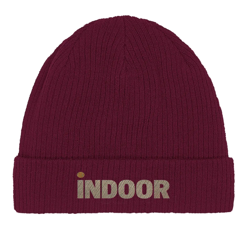 Czapka beanie Indoor Tennis z haftem, wykonana z 100% organicznej bawełny, idealna na każdą okazję