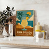 affiche élégante cocktail Pina Colada teintes gris orange saisissantes pièce unique une touche tropicale décoration A4 cm A0